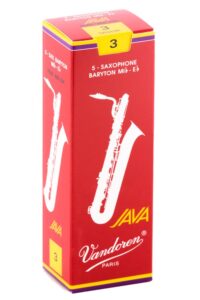 vandoren sr343r bari sax java red reeds strength 3; box of 5