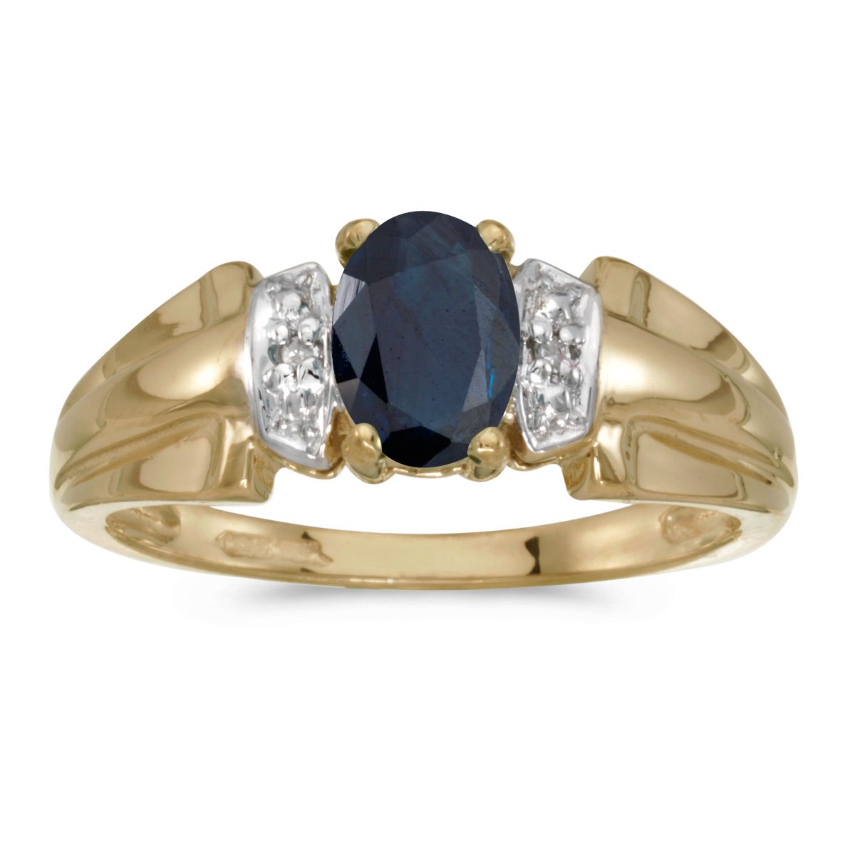 Direct-Jewelry 14k Yellow Gold Oval Sapphire And Diamond Ring (Size 6.5)