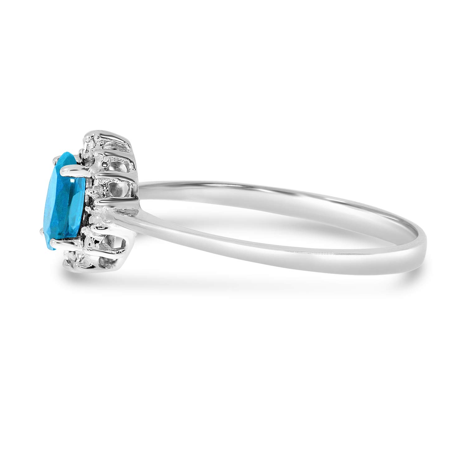 Direct-Jewelry 14k White Gold Oval Blue Topaz And Diamond Ring (Size 9)