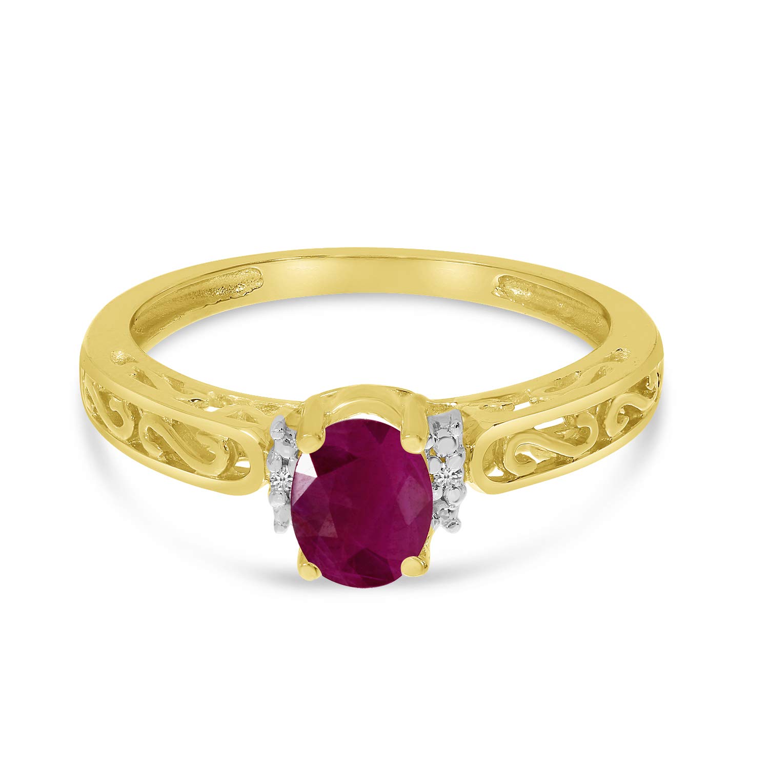 Direct-Jewelry 14k Yellow Gold Oval Ruby And Diamond Ring (Size 7)