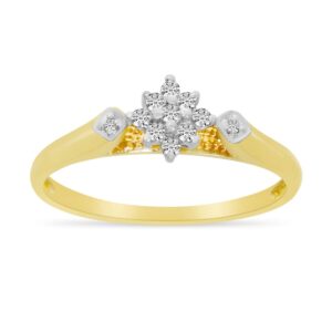 Direct-Jewelry 10K Yellow Gold Diamond Cluster Ring (Size 6)