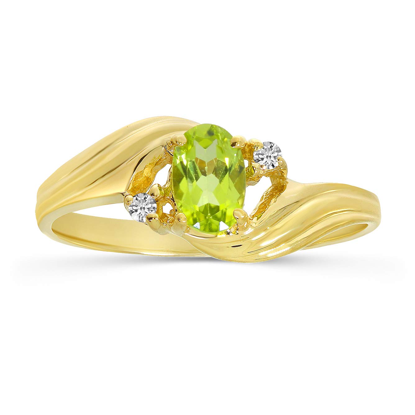 Direct-Jewelry 10k Yellow Gold Oval Peridot And Diamond Ring (Size 7)