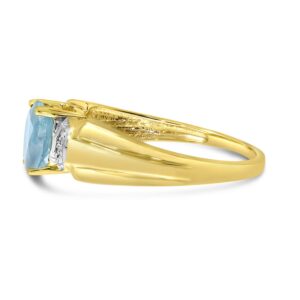 Direct-Jewelry 10k Yellow Gold Oval Aquamarine And Diamond Ring (Size 9)