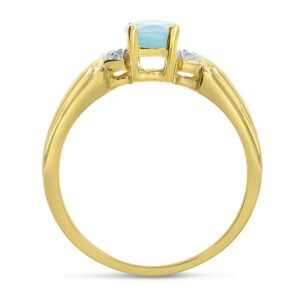 Direct-Jewelry 10k Yellow Gold Oval Aquamarine And Diamond Ring (Size 9)