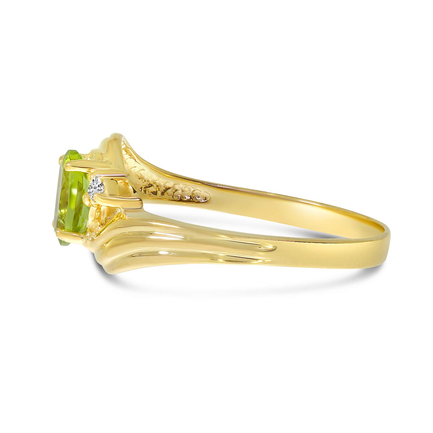 Direct-Jewelry 14k Yellow Gold Oval Peridot And Diamond Ring (Size 8)