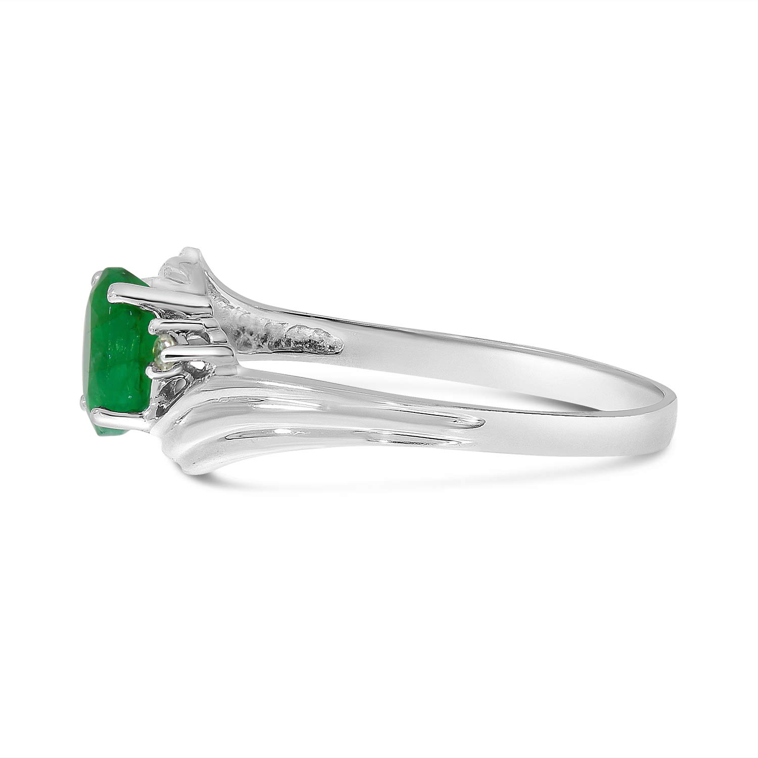 Direct-Jewelry 10k White Gold Oval Emerald And Diamond Ring (Size 8)