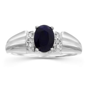 direct-jewelry 10k white gold oval sapphire and diamond ring (size 7)