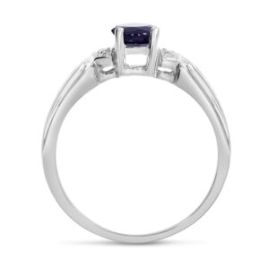 Direct-Jewelry 10k White Gold Oval Sapphire And Diamond Ring (Size 7)