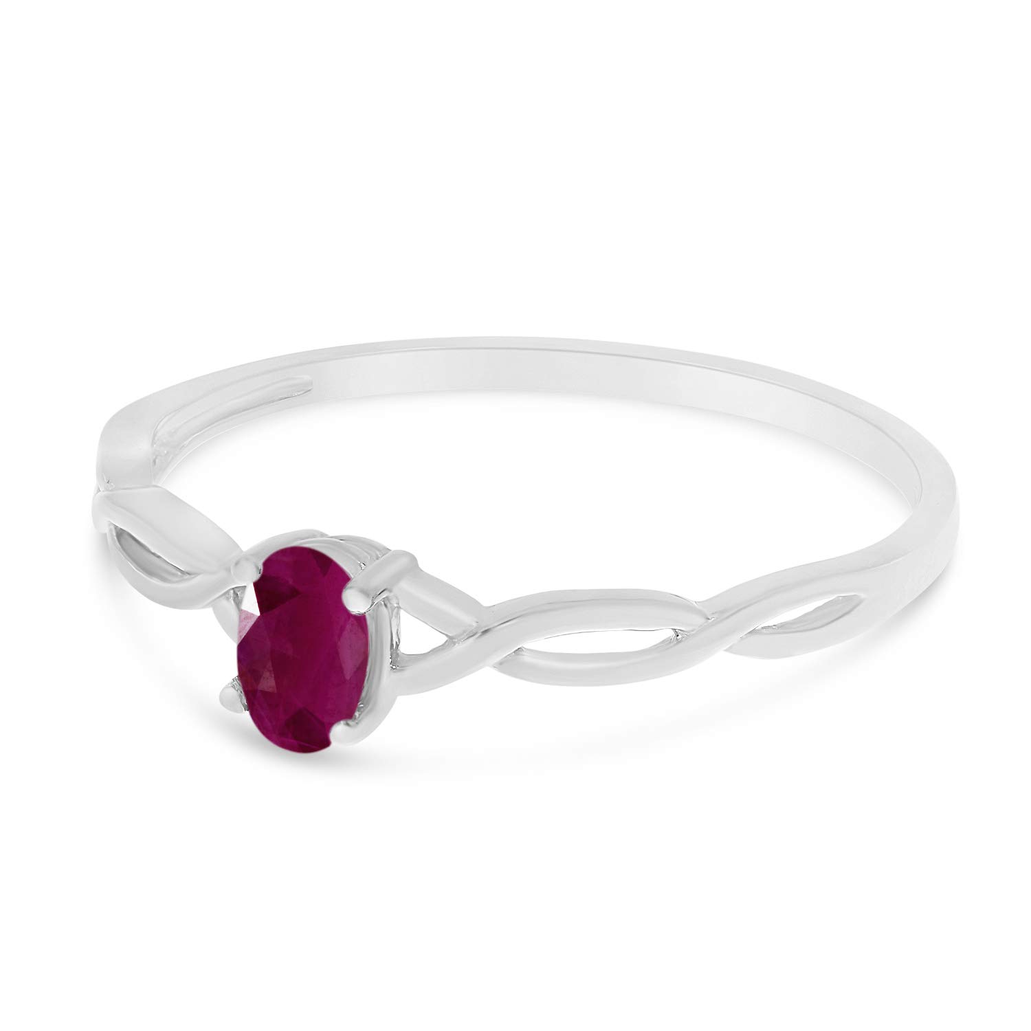 Direct-Jewelry 10k White Gold Oval Ruby Ring (Size 9)