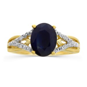 direct-jewelry 14k yellow gold oval sapphire and diamond ring (size 11)