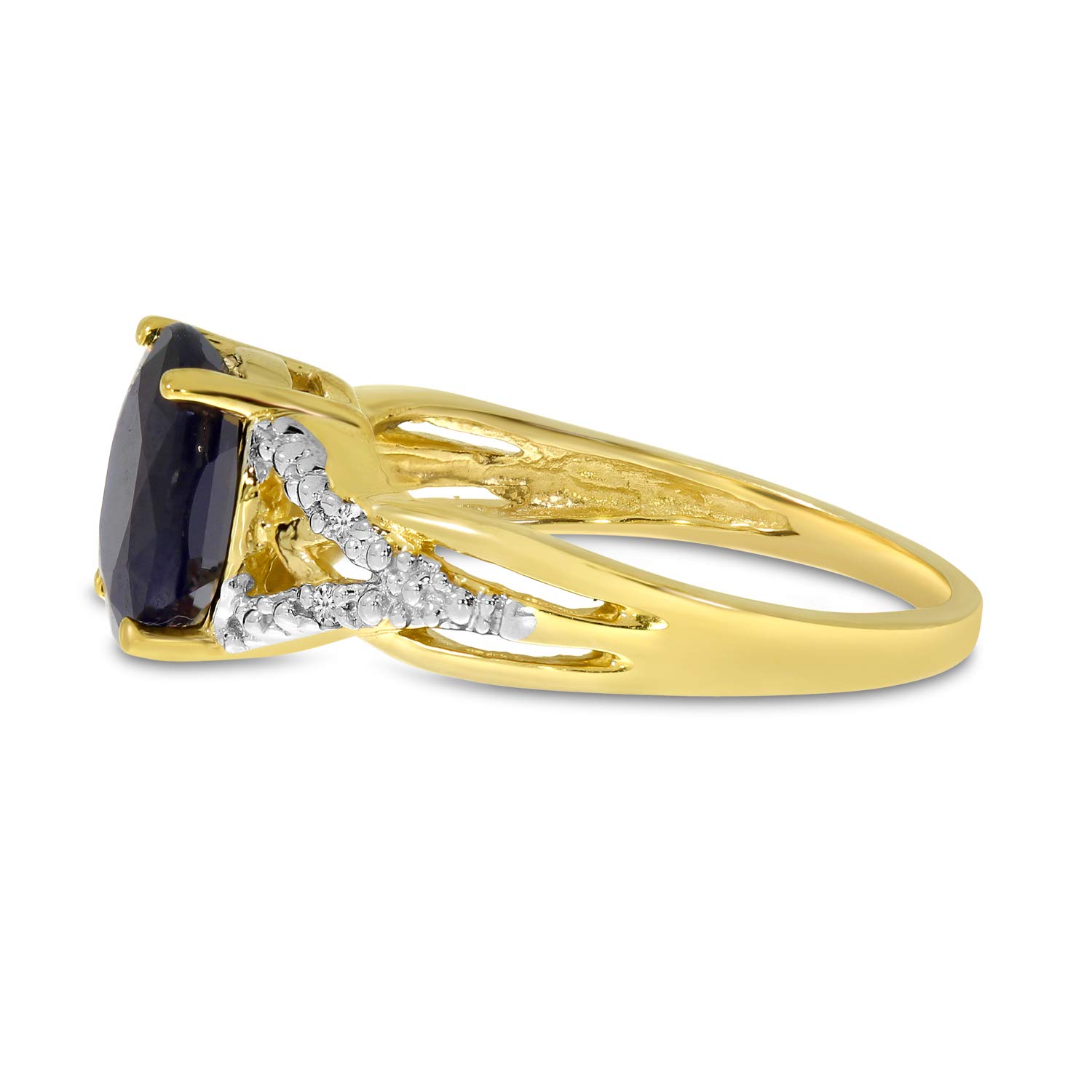 Direct-Jewelry 14k Yellow Gold Oval Sapphire And Diamond Ring (Size 11)