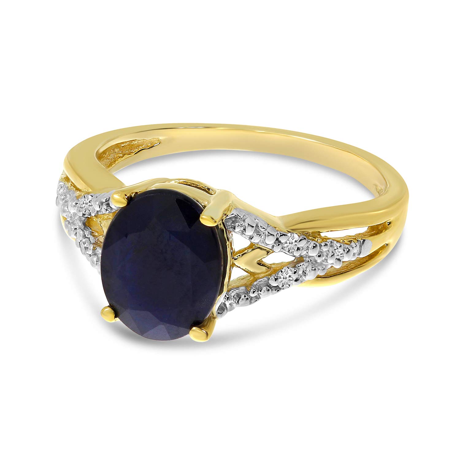 Direct-Jewelry 14k Yellow Gold Oval Sapphire And Diamond Ring (Size 11)