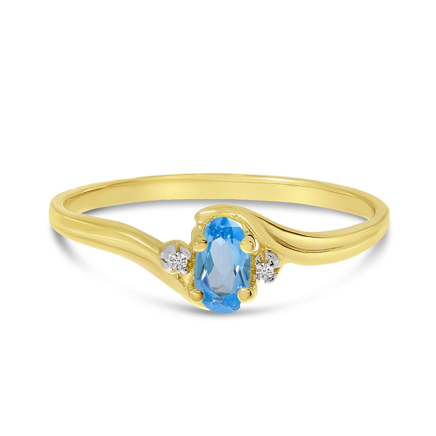 Direct-Jewelry 10k Yellow Gold Oval Blue Topaz And Diamond Ring (Size 8)