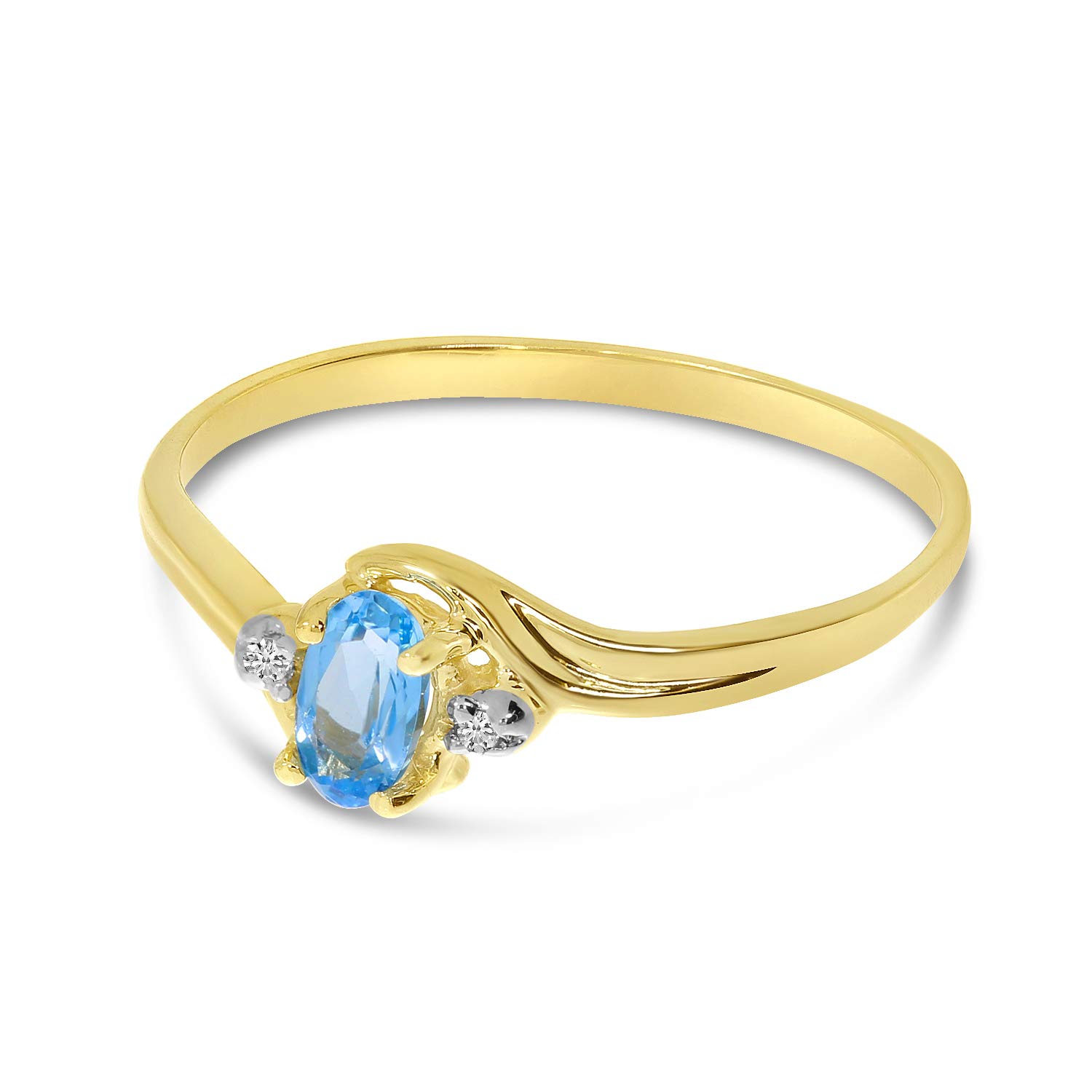 Direct-Jewelry 10k Yellow Gold Oval Blue Topaz And Diamond Ring (Size 8)