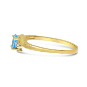 Direct-Jewelry 10k Yellow Gold Oval Blue Topaz And Diamond Ring (Size 8)