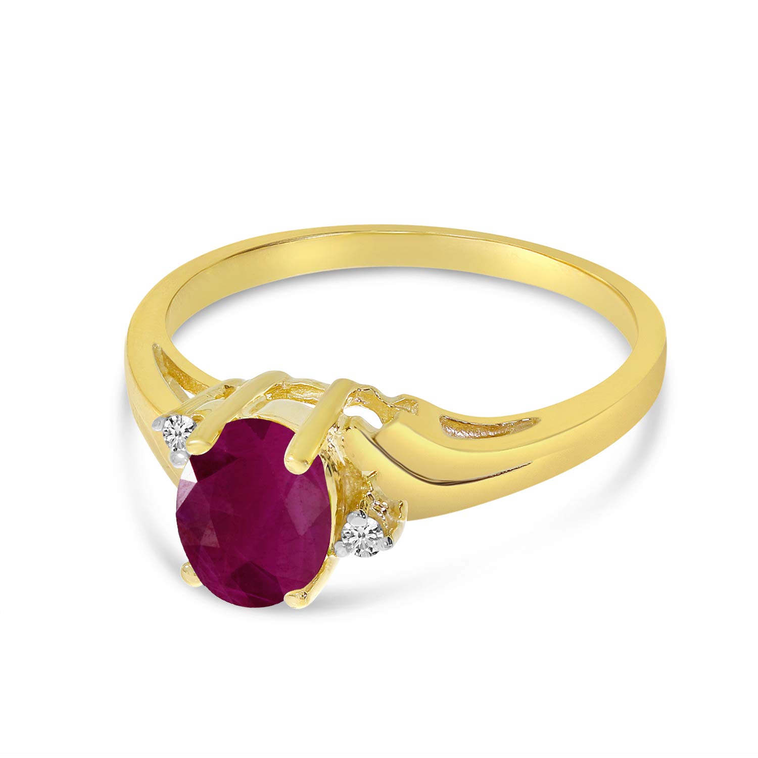 Direct-Jewelry 14k Yellow Gold Oval Ruby And Diamond Ring (Size 8.5)