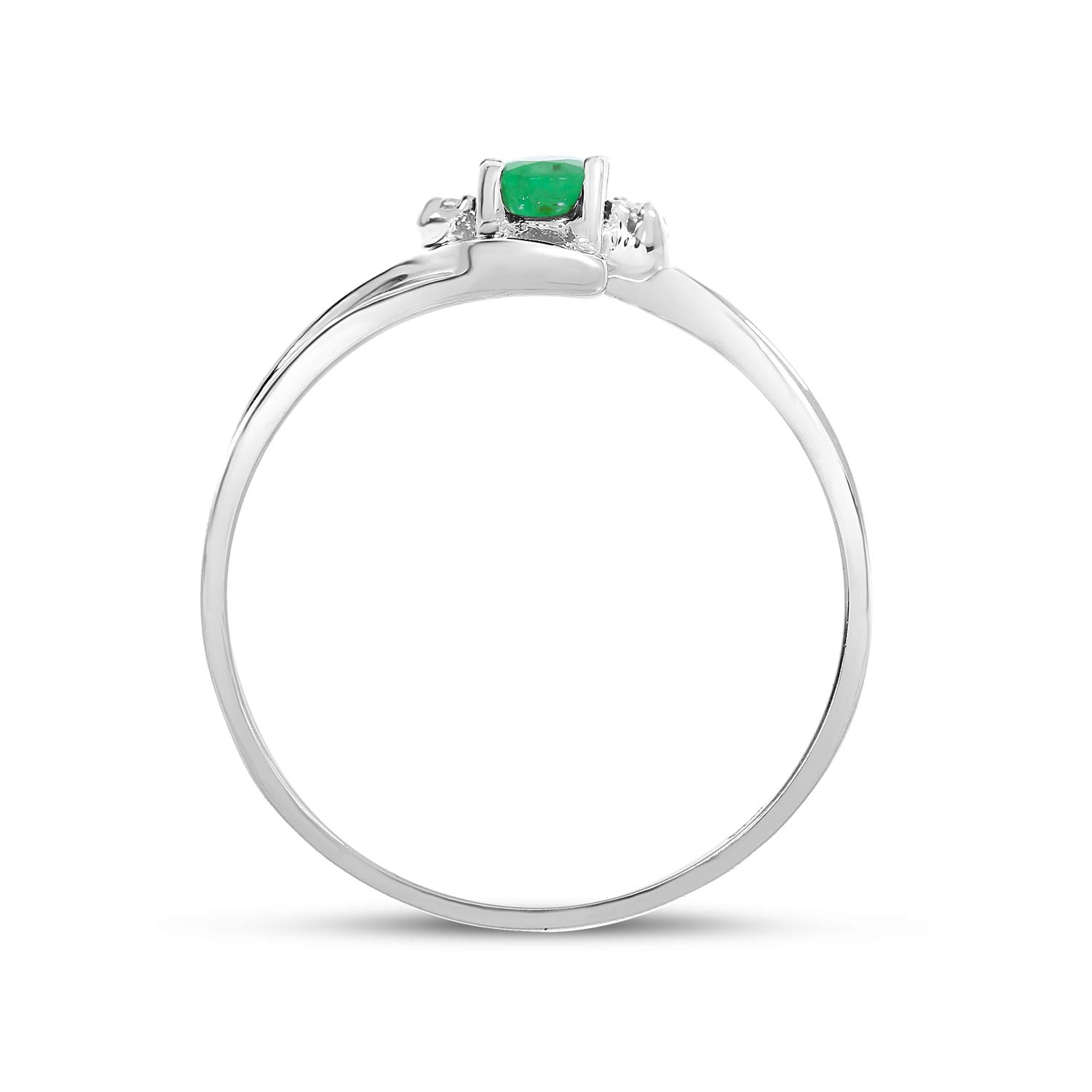 Direct-Jewelry 10k White Gold Oval Emerald And Diamond Ring (Size 4.5)