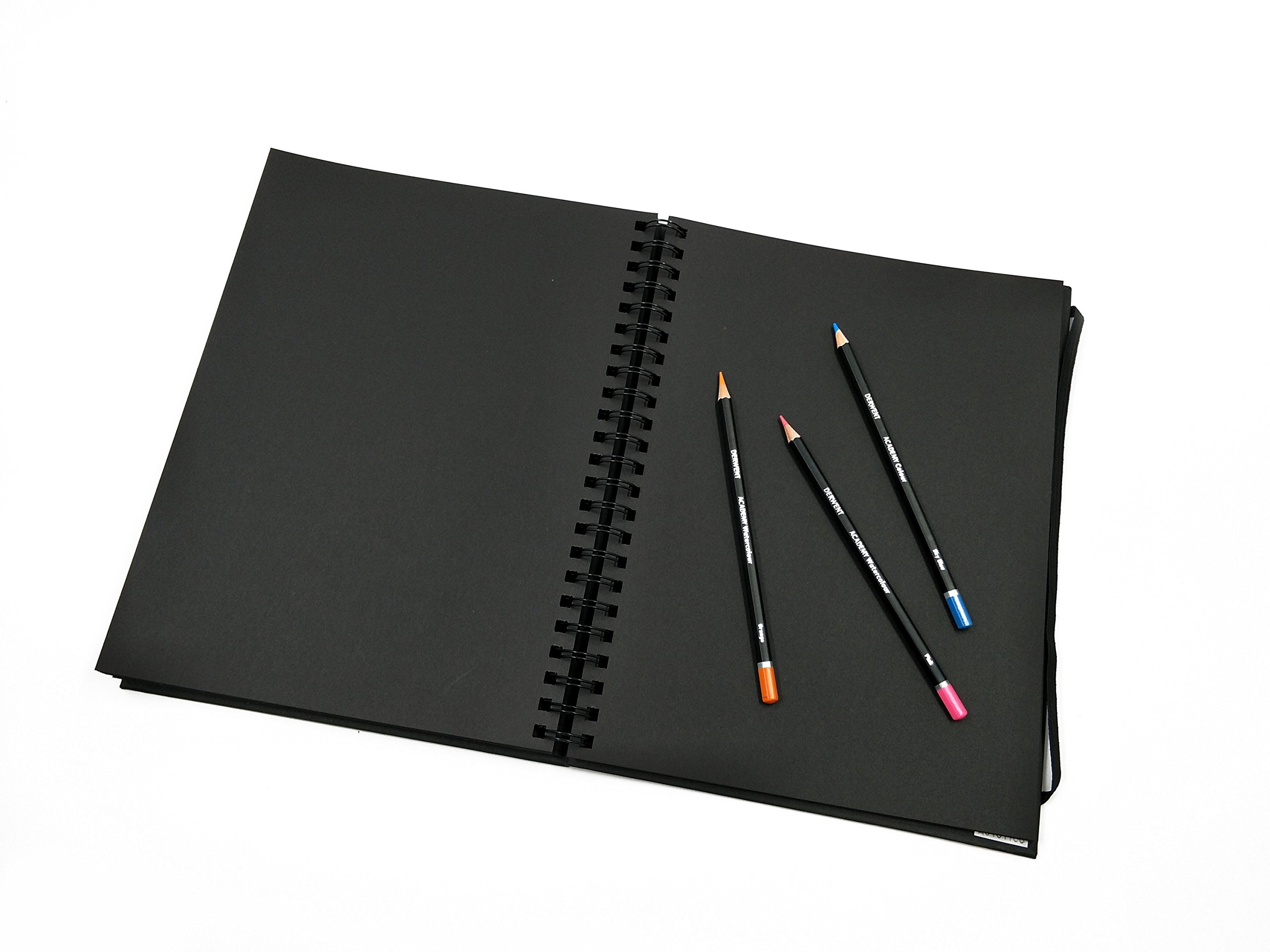 Derwent Black Paper Sketch Book - A4 Portrait, 40 Sheets, Acid-Free Paper, Wirebound Spine, Professional Quality, Black Book, 2300379