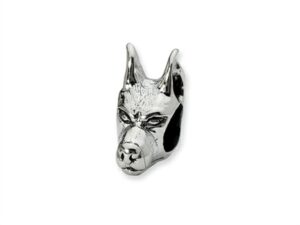 reflections sterling silver doberman pinscher head bead/charm