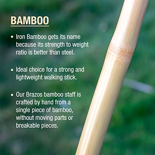 Brazos Rustic Wood Walking Stick, Bamboo, Traditional Style Handle, for Men & Women, Made in the USA, Tan, 55"