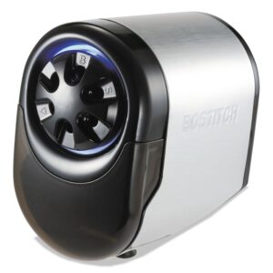 Bostitch Office Antimicrobial QuietSharp Glow Extra Heavy Duty Classroom Electric Pencil Sharpener with Replaceable Cutter Cartridge System, Silver/Black (EPS11HC), 7-3/4 l x 4-1/4 w x 7-1/4 h in