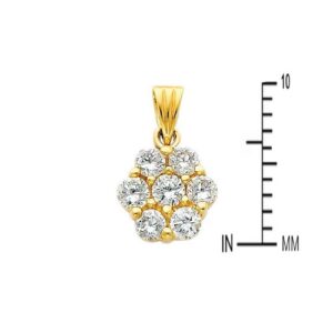 14k REAL Yellow Gold CZ Cluster Flower Charm Pendant