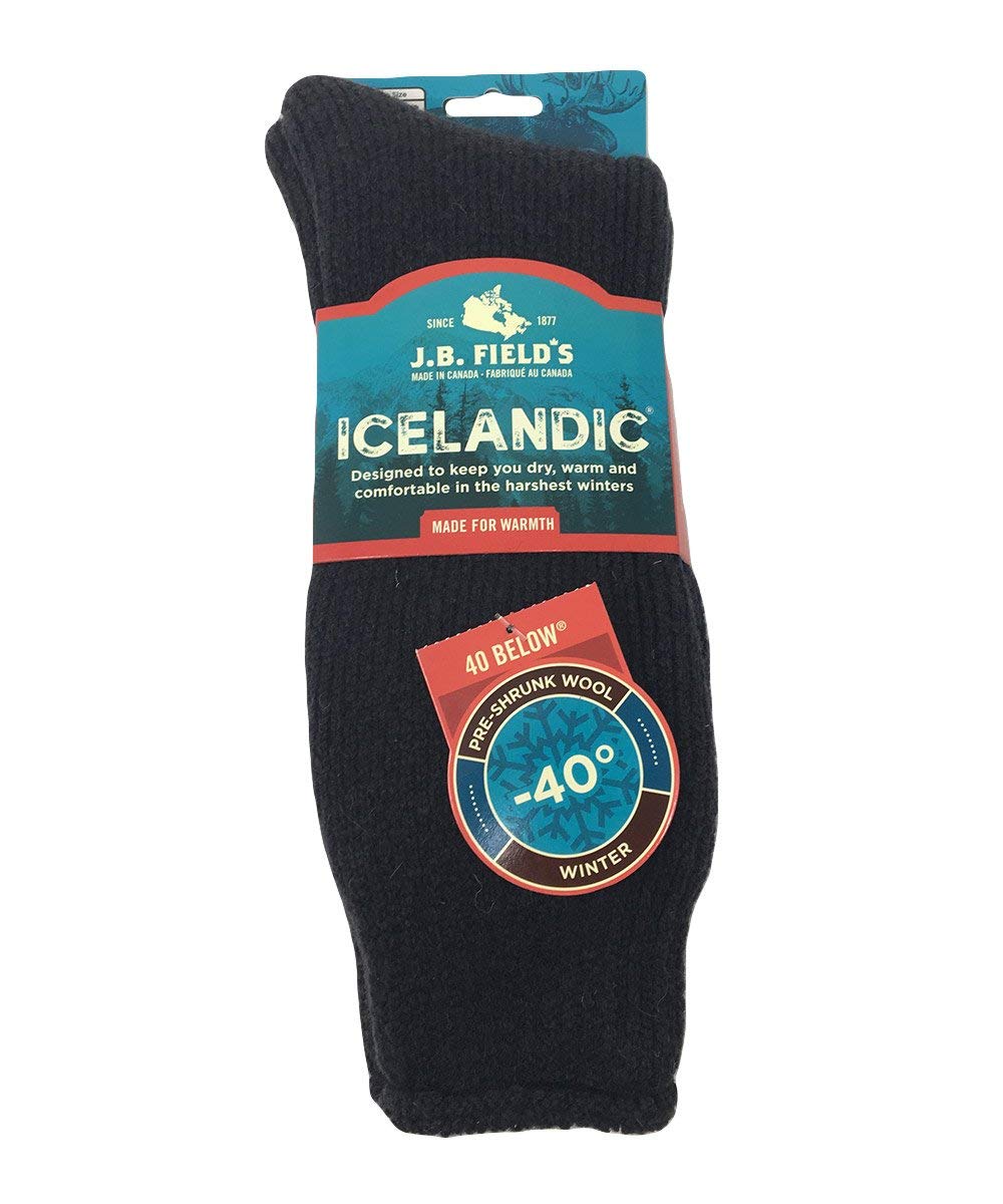 J.B. Field's 85% Wool Arctic Trail -40 Below Winter, Thermal Sock for Men, Women, for Hiking, Trekking & Outdoor 2 Pack, Made in Canada (X-Large (13-16 Shoe), Green)