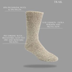 J.B. Field's 85% Wool Arctic Trail -40 Below Winter, Thermal Sock for Men, Women, for Hiking, Trekking & Outdoor 2 Pack, Made in Canada (X-Large (13-16 Shoe), Green)