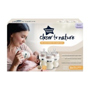 tommee tippee closer to nature baby bottles slow flow breast-like nipple with anti-colic valve (9oz, 3 count)