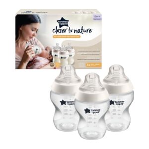 Tommee Tippee Closer to Nature Baby Bottles Slow Flow Breast-Like Nipple with Anti-Colic Valve (9oz, 3 Count)