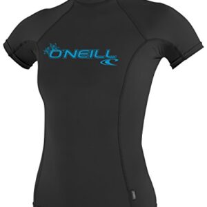 O'Neill Wetsuits Women's O'Neill Basic Skins UPF 50+ Short Sleeve Rash Guard, Black, Small