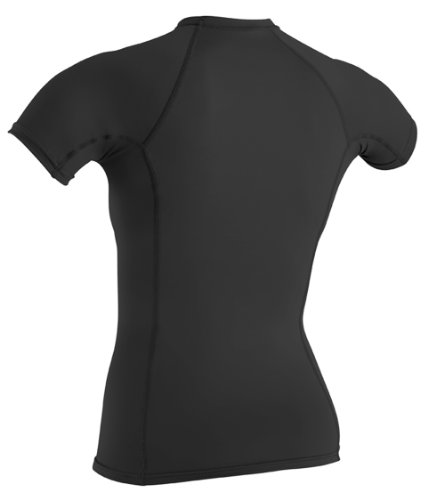 O'Neill Wetsuits Women's O'Neill Basic Skins UPF 50+ Short Sleeve Rash Guard, Black, Small