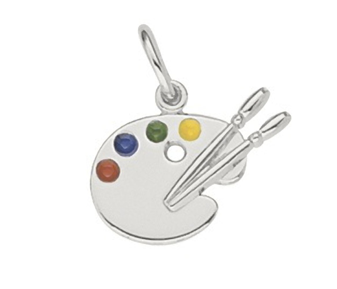 Artist Palette Charm In Sterling Silver, Charms for Bracelets and Necklaces