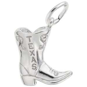 texas cowboy boot charm in sterling silver, charms for bracelets and necklaces