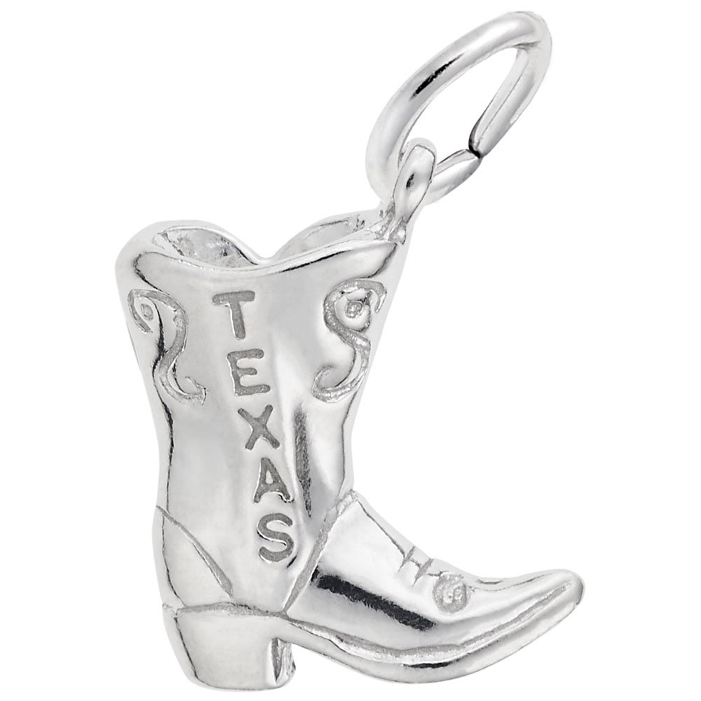 Texas Cowboy Boot Charm In Sterling Silver, Charms for Bracelets and Necklaces