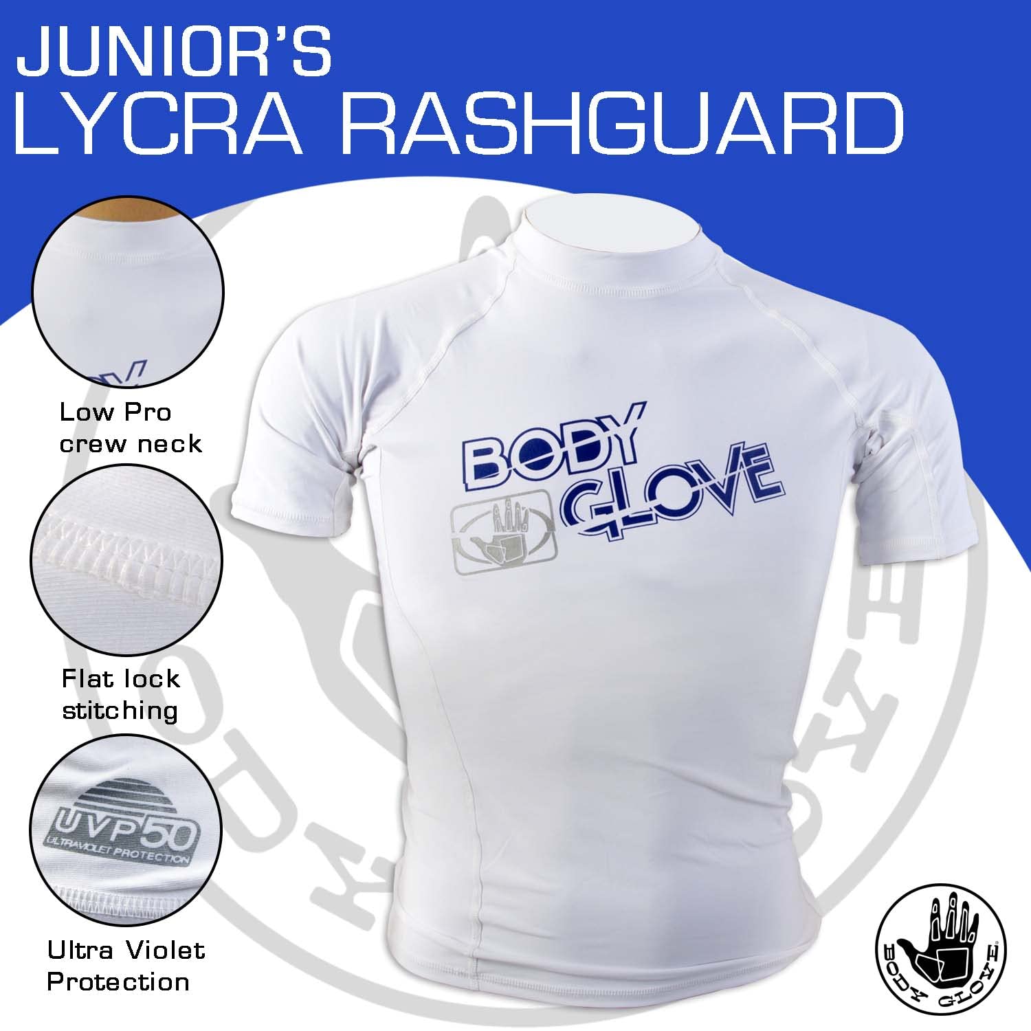 Body Glove - Junior’s Basic Fitted Short Sleeve Rash guard, White, 8