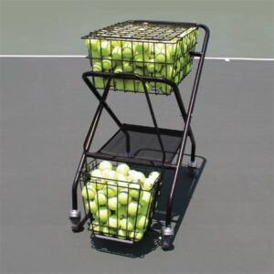 oncourt offcourt tennis ball cart – 250 ball capacity/full-sized traveling cart/comes with removable divider