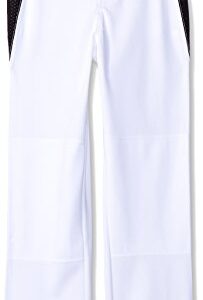 Rawlings Youth Relaxed Fit V-Notch Insert Baseball Pant, White with Black Insert, Youth Small