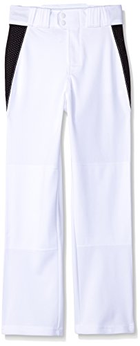 Rawlings Youth Relaxed Fit V-Notch Insert Baseball Pant, White with Black Insert, Youth Small