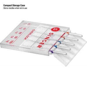 SINGER 04803 Regular Point Overlock Needles, 5-Count, Sizes 80/12, 90/14, 100/16