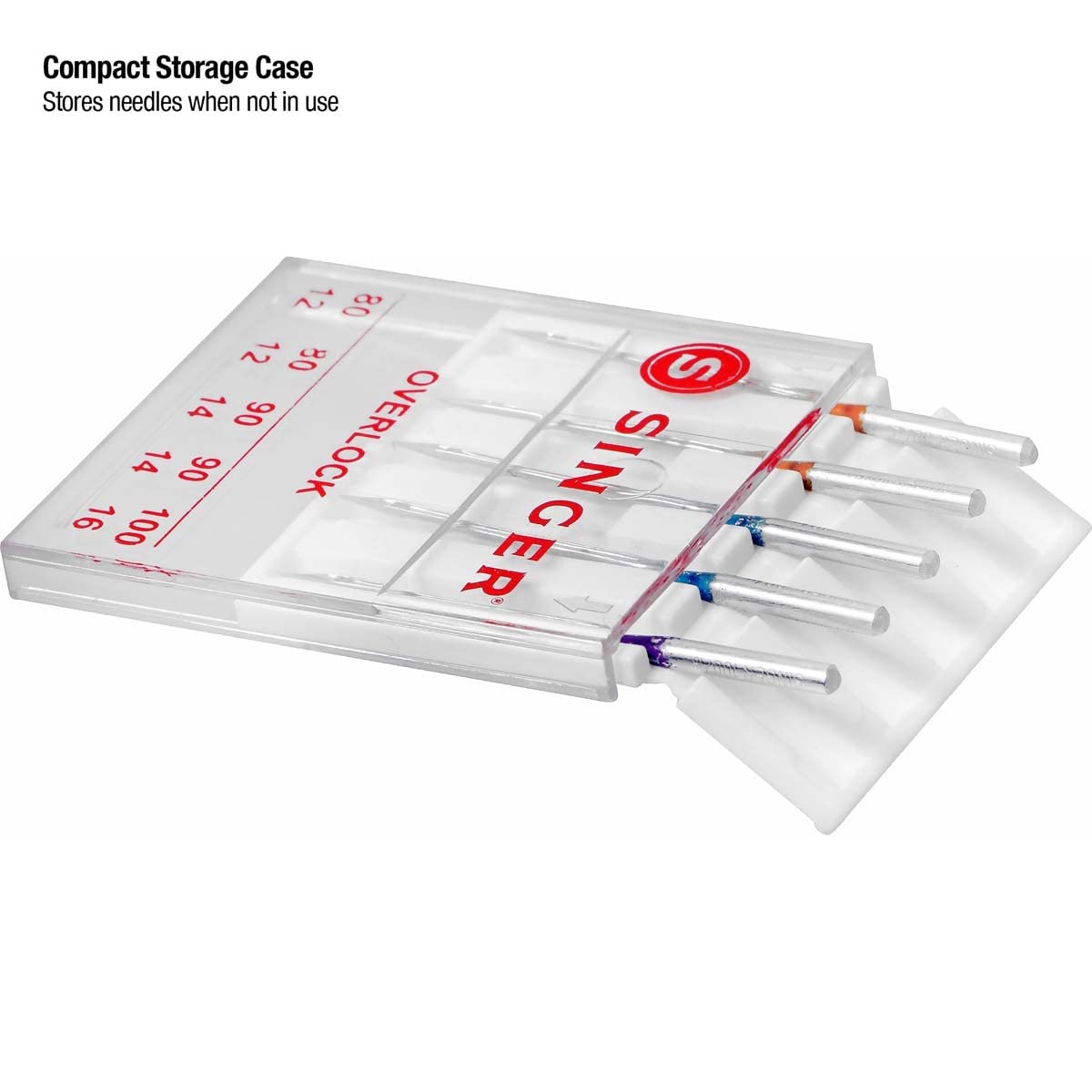 SINGER 04803 Regular Point Overlock Needles, 5-Count, Sizes 80/12, 90/14, 100/16