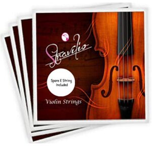 top race 4/4 & 3/4 violin strings replacement - bronze violin strings full set (g-d-a-e) - violin string w/ball ends - long-lasting silver-wound steel strings - warm tone, flexible - for all levels