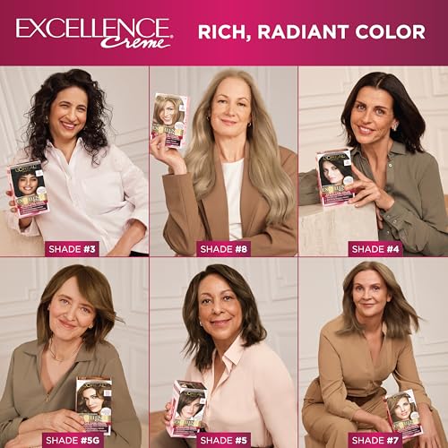 L'Oreal Paris Excellence Creme Permanent Hair Color, 4 Dark Brown, 100 percent Gray Coverage Hair Dye, Pack of 1