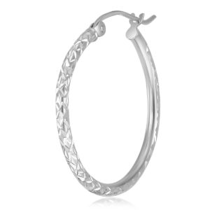 14k REAL White Gold 1.5mm Thickness Hinged Hoop Earrings (20 x 20 mm)