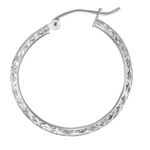 14k REAL White Gold 1.5mm Thickness Hinged Hoop Earrings (20 x 20 mm)