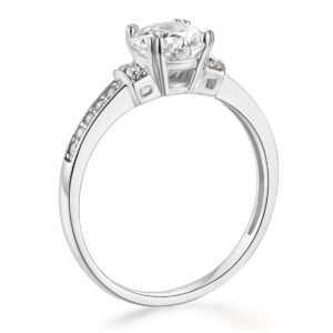 14k White Gold SOLID Wedding Engagement Ring - Size 6