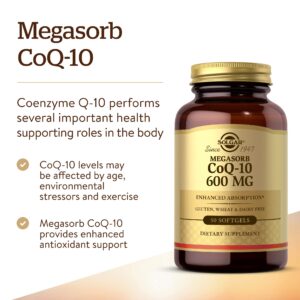 Solgar Megasorb CoQ-10 600 mg, 30 Softgels - Promotes Heart & Nervous System Health - Coenzyme Q10 Supplement - Enhanced Absorption - Gluten Free, Dairy Free - 30 Servings