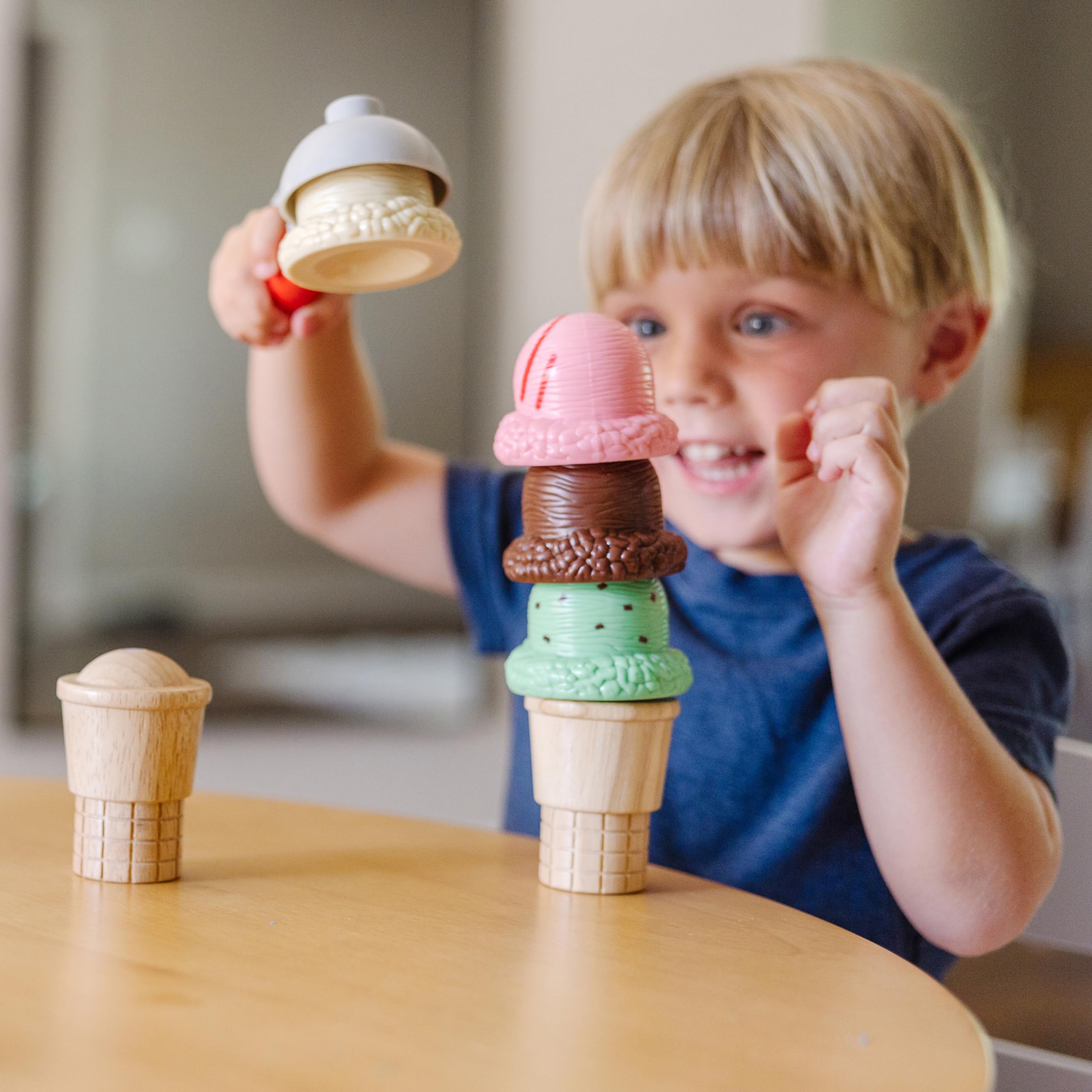 Melissa & Doug Scoop and Stack Ice Cream Cone Magnetic Play Set, Multicolor - Pretend Food, Ice Cream Toy For Toddlers And Kids Ages 3+.