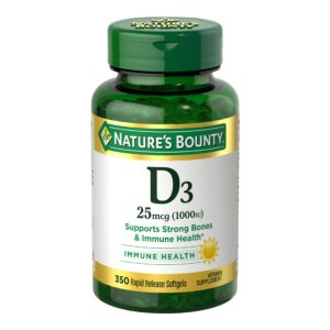 Nature's Bounty Vitamin D3 1000 IU Softgels, Immune Support, Promotes Healthy Bones, 350 Ct