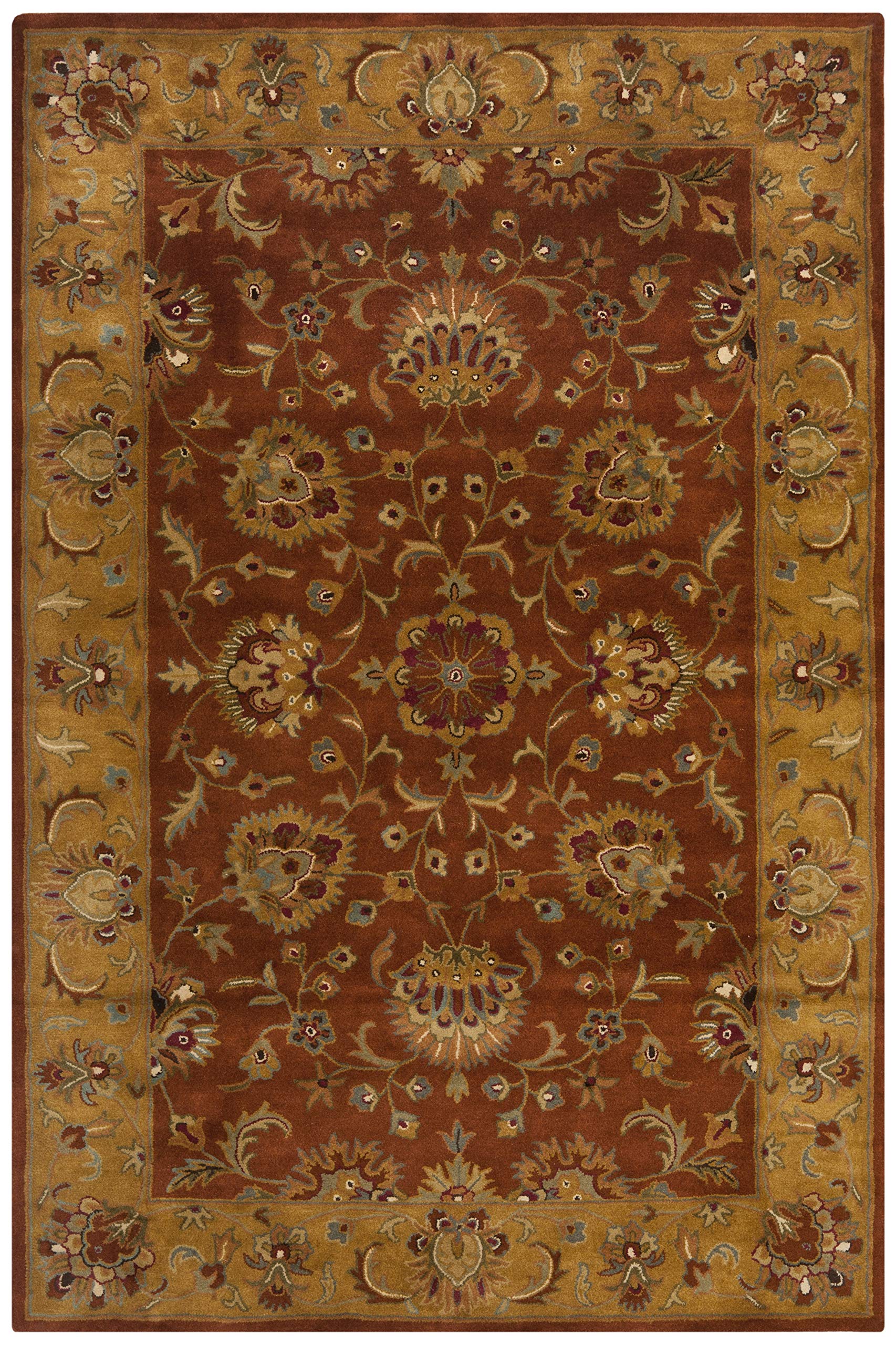 SAFAVIEH Heritage Collection Area Rug - 9'6" x 13'6", Blue & Gold, Handmade Traditional Oriental Wool, Ideal for High Traffic Areas in Living Room, Bedroom (HG958A)